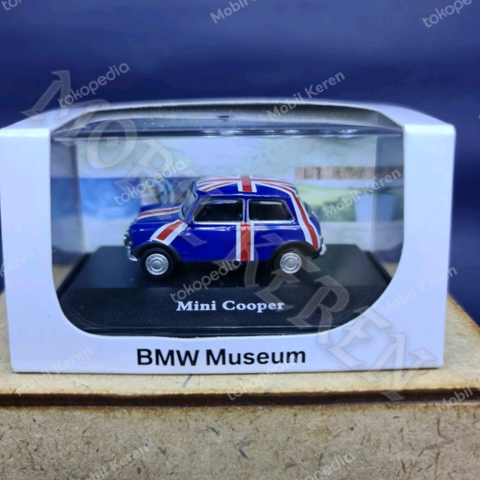 Diecast BMW Museum Mini Cooper Blue Union Jack 1:72 Original NUSEL