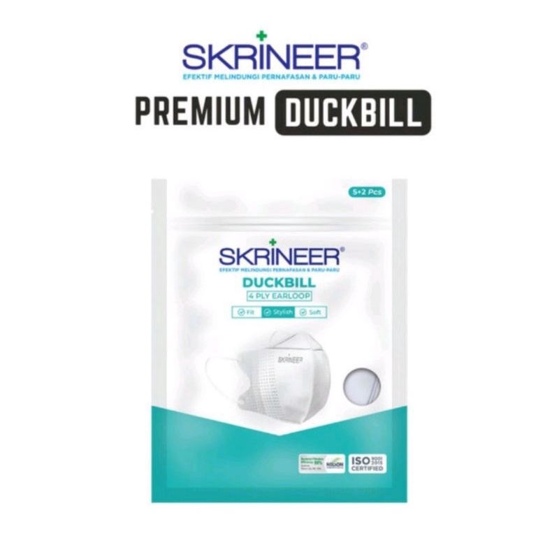 Masker SKRINEER PREMIUM DUCKBILL 4ply 99% Anti Virus 5+2's Termurah