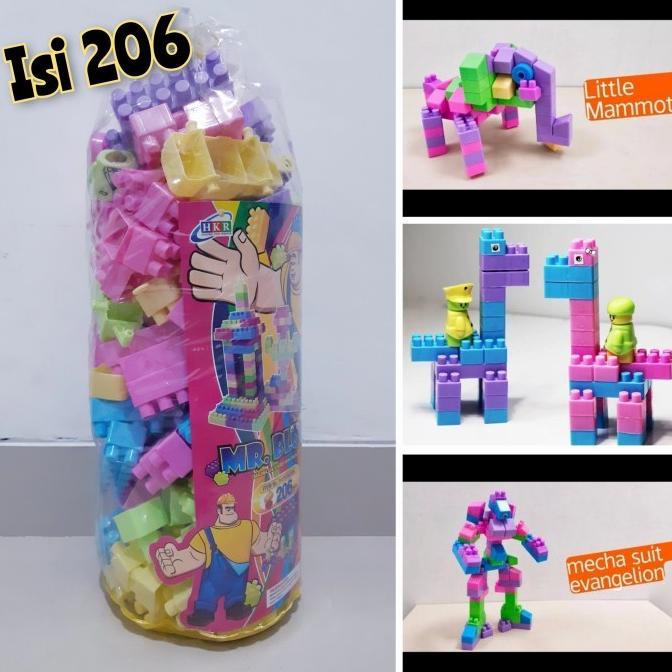 Mainan Mr Block Besar Isi 206 - Brick Balok Lego Anak Jumbo Edukatif