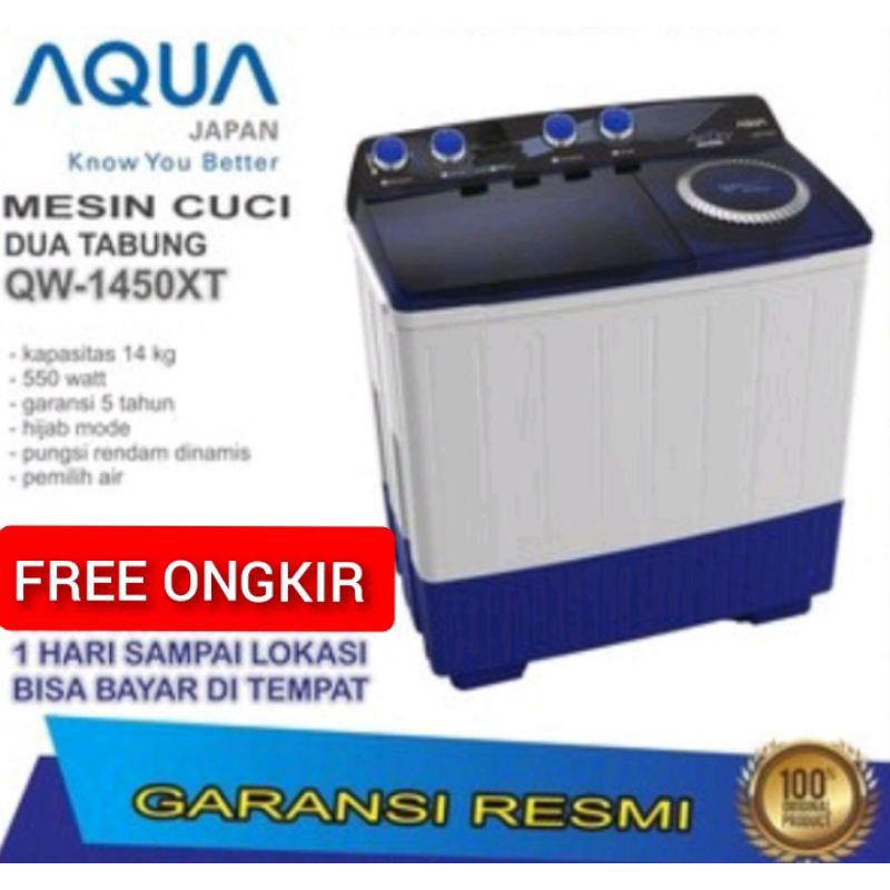 MESIN CUCI 2 TABUNG AQUA SANYO QW 1430T 14 KG 14KG