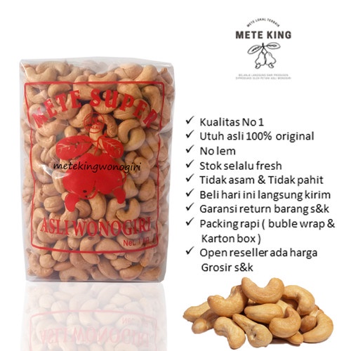 

Kacang Mete 250gr Matang/pack, Sameday Instan Delivery Jogja