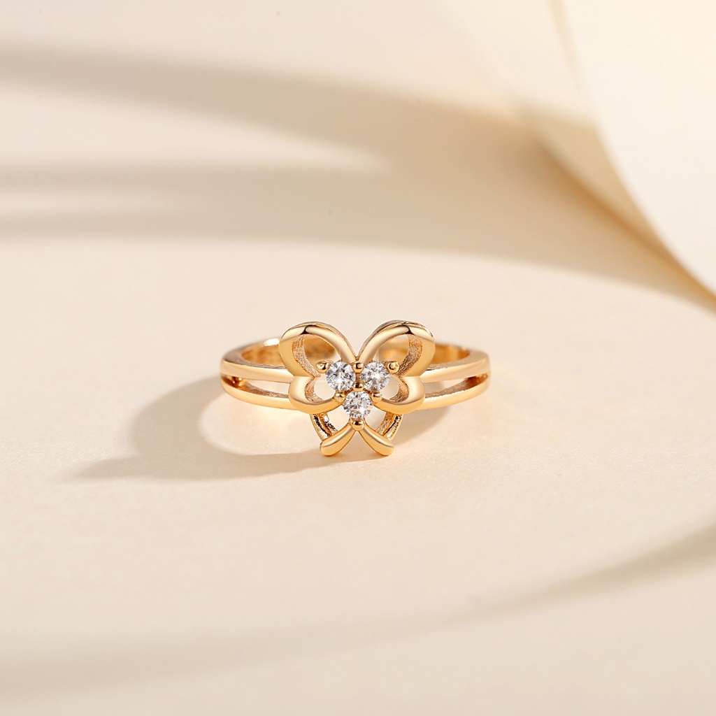 Y867 【COD】Cincin Terbuka Anak Titanium Kristal Lapis Emas Perhiasan Cocok Untuk Anak Usia 1-10 Tahun