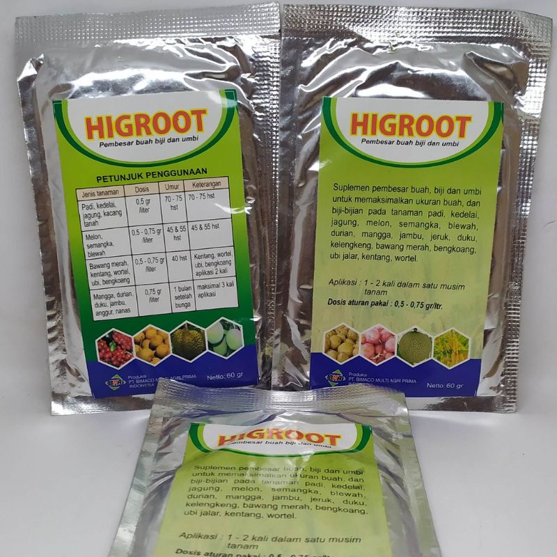 Higroot 60 gram pembesar umbi/buah/biji dan zpt