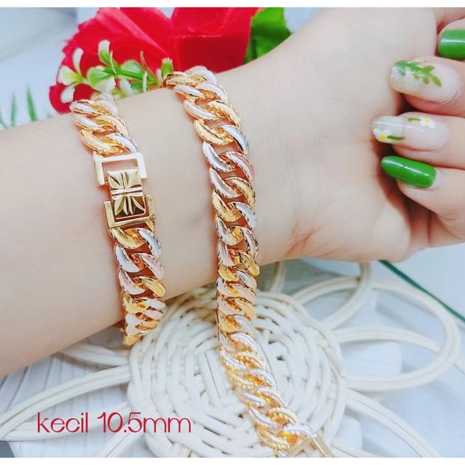 Gelang Tangan Rantai Kombinasi Terbaru Perhiasan Fashion W132(besar lebar/medium/kecil)