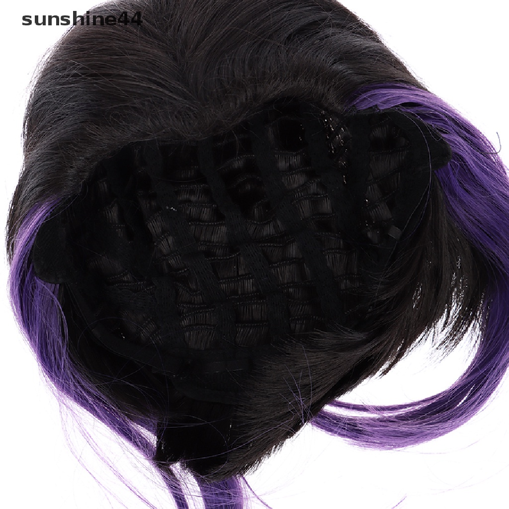 Sunshine Wig / Rambut Palsu Sintetis Model Anime Kochou Shinobu Warna Hitam Ungu Untuk Cosplay / Pesta