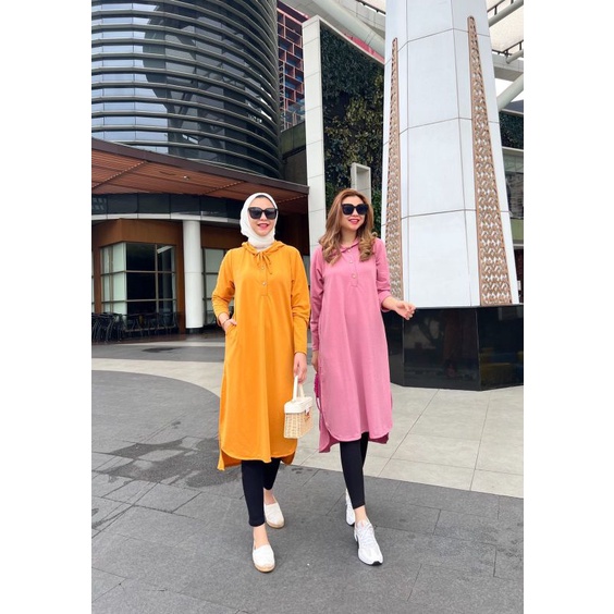 Vanessa Hoodie Tunik long tunik muslim bahan kaos import fit to xxl ld 106-120 busui