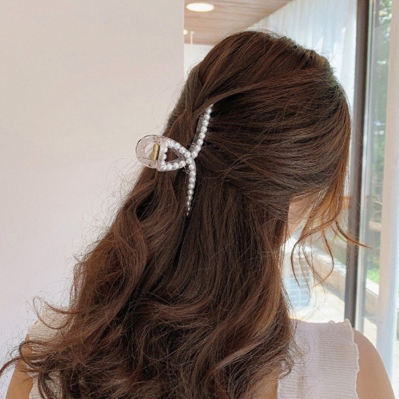 JEDAI RAMBUT MUTIARA ALA KOREA MUTIARA IMPOR PREMIUM PEARL CLAW CLIP / JEPIT RAMBUT SALON KOREA MUTIARA