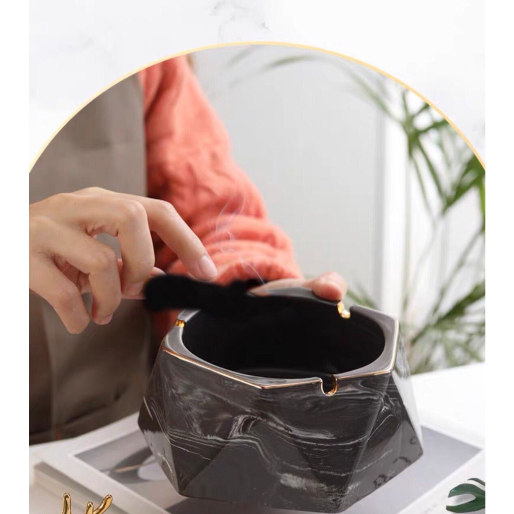 Asbak Keramik Motif Marble - Ceramic Marble Ashtray