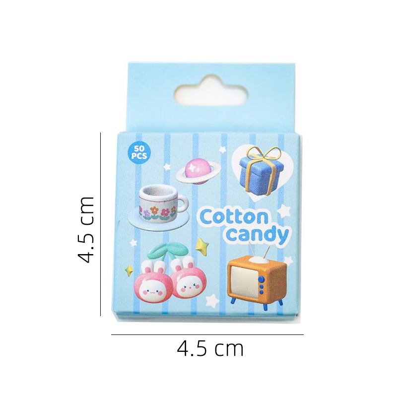 50pcs Set Stiker Kartun Cotton Candy Series Scrapbooking DIY Stiker Untuk Anak-Anak