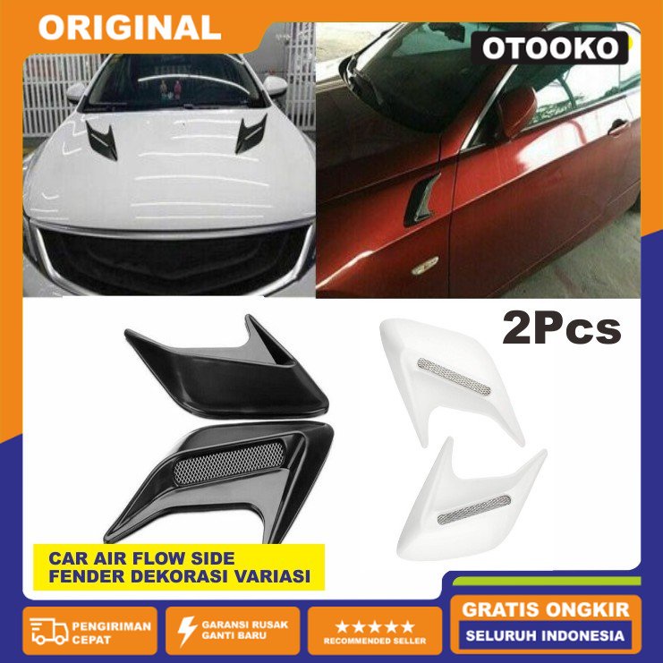 2Pcs/set Side Air Flow Mobil Vent Fender Car Mobil Universal Air flow Side Fender dekorasi Variasi insang hiu Mobil isi Air Scoop Kap Mesin