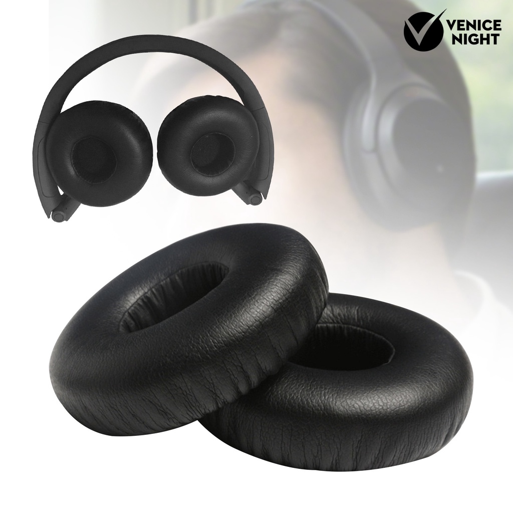 (VNEP) (Berkabel) 2Pcs Faux Kulit Headphone Earmuffs Cushion Headset Cover Pengganti AKG