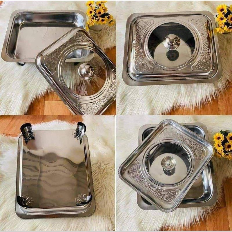 KOTAK PRASMANAN TEMPAT SAJI BMW Stainless + Tutup Batik Semi Kaca