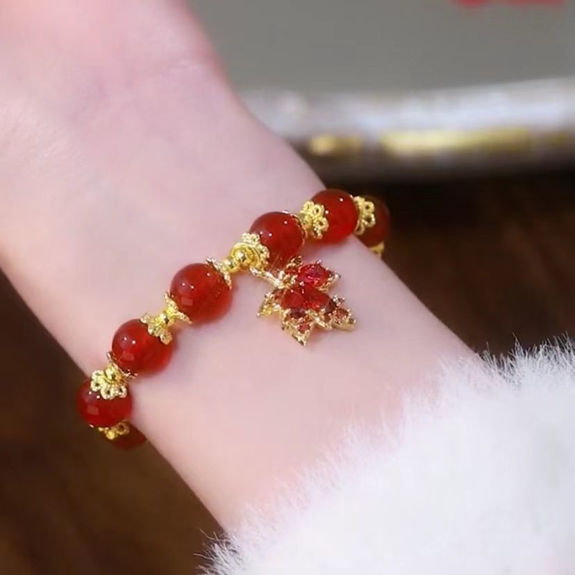 Gelang Manikmanik Giok Imitasi Bandul Desain Kelinci Gaya Cina Untuk Wanita