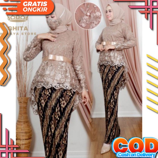 Setelan Kebaya Brukat Modern / Kebaya Kutu Baru Hijab / Kebaya Kondangan Wanita Modern / Setelan Kut