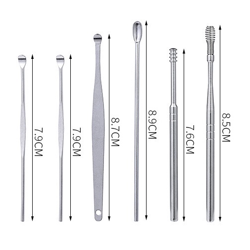 6 in 1 Alat Pembersih Telinga / Alat Korek Kuping/ Ear Wax Stainless Steel