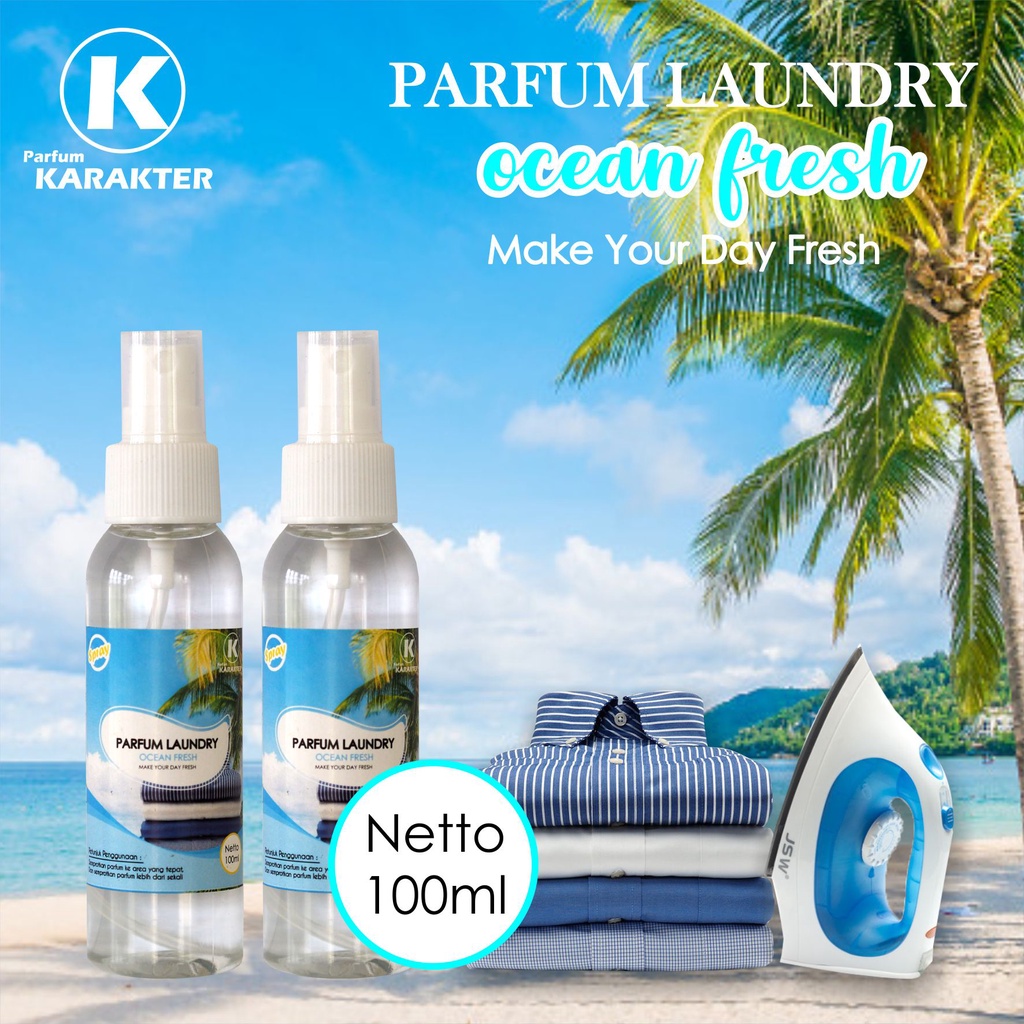 [ TESTER ] Parfum Laundry OCEAN FRESH | Untuk Setrika Pakaian Model Botol Spray | Kemasan 100ML | Bisa COD