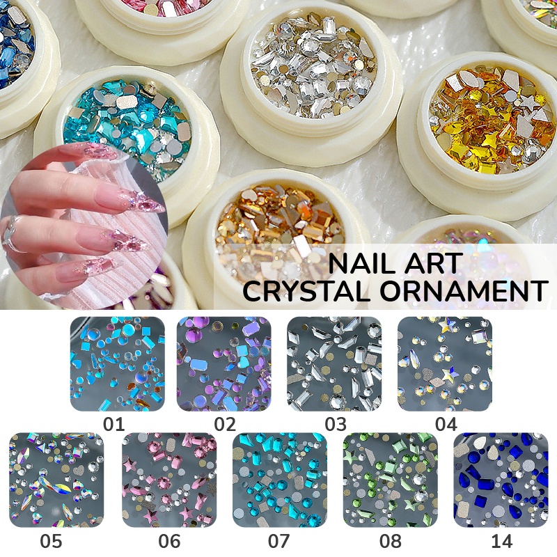 【 COD 】 Hiasan Kuku 3d Nail Untuk Aksesoris Nail Art/Manicure Charms Berlian/Aurora Love Decoration Crystal Nail Art