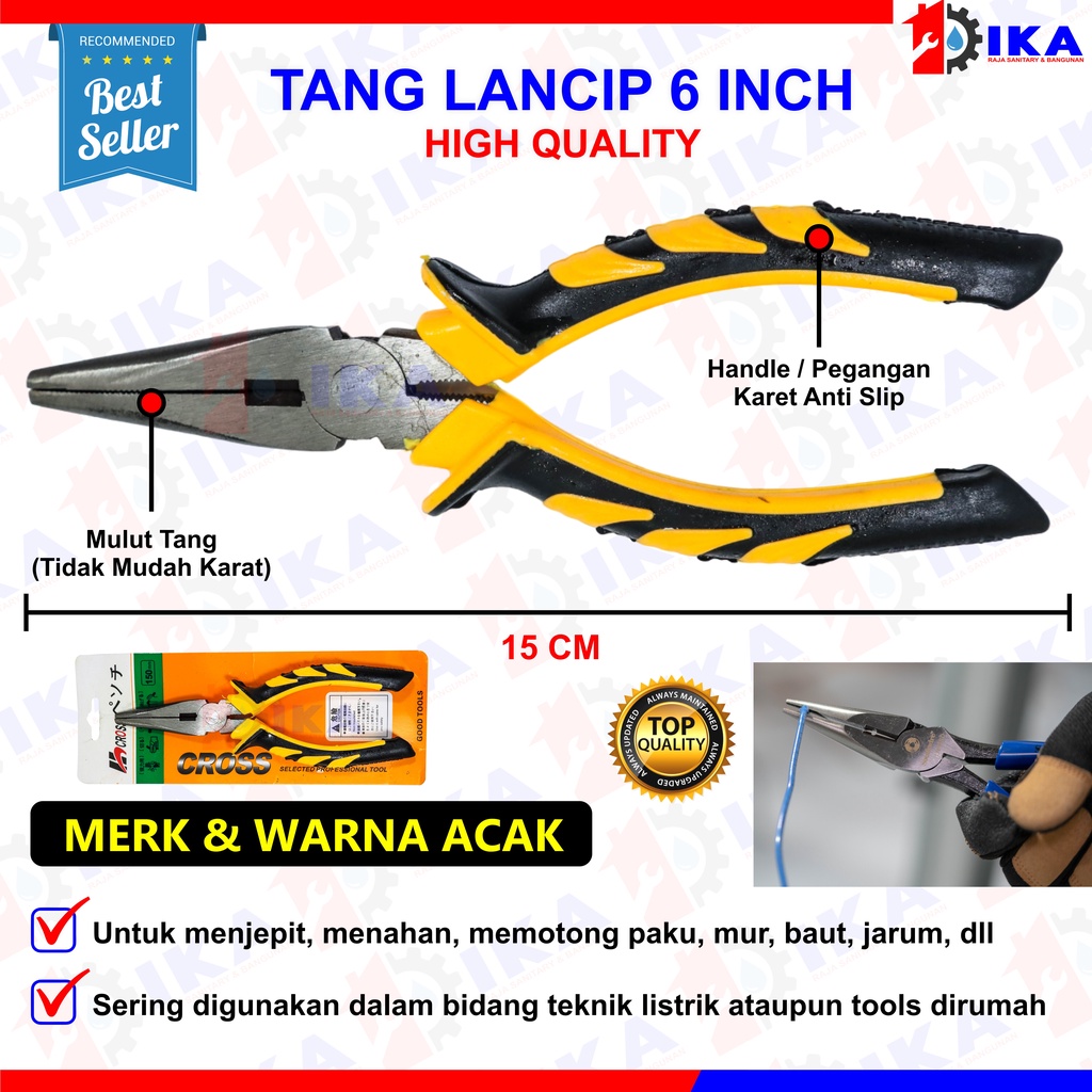 Tang Lancip / Tang Kombinasi Blester 6 Inch Inci l Tang Cucut Jepit l Long Nose Pliers