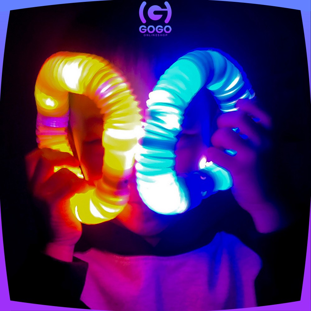 GOGO-M296 Mainan Anak Light Up Pop Pipes Led / Fidget Pop Tubes Sensory Toys / Maenan Kreasi Lampu Stick Selang Pipa Anak