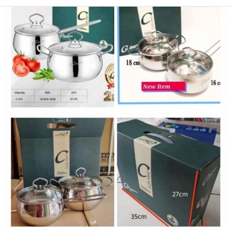 panci set calypso isi 3pcs TEBAL ukuran 16cm 18cm 20cm / panci soup pot tutup kaca induksi ukuran 16cm 18cm 20cm / panci 3 pcs pumpkin bulat 16cm 18cm 20cm