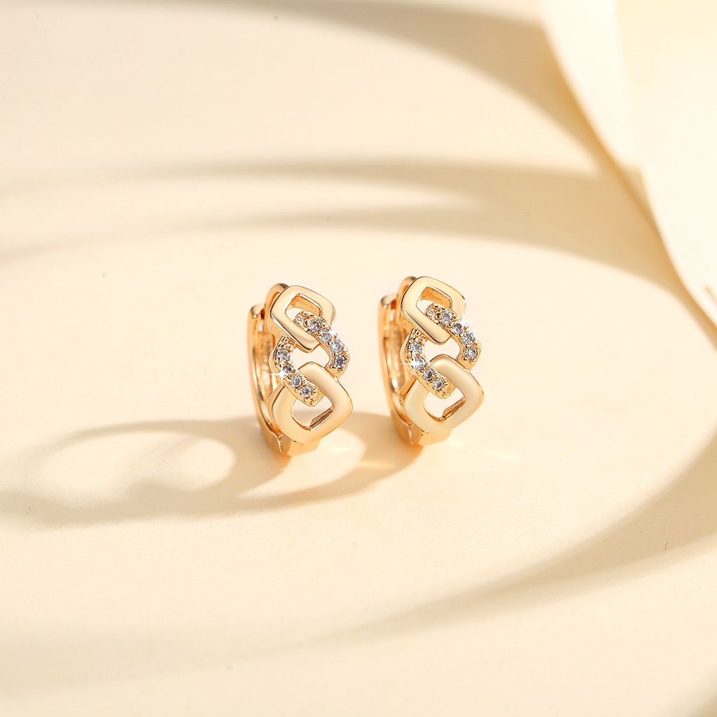 Y837 Anting Titanium Anti Karat Mewah Gold Anting Hoop Anting Anting Wanita Korean Style