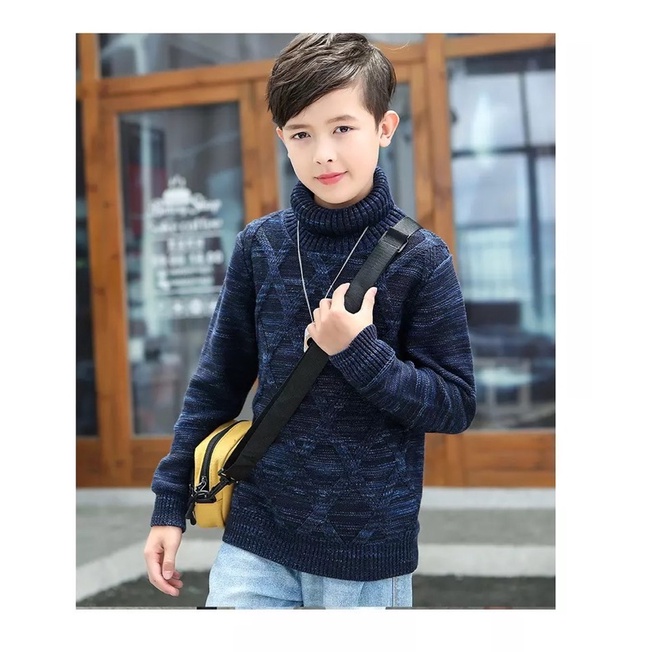 Winter Sweater Turtleneck Rajut Anak inner Velvet
