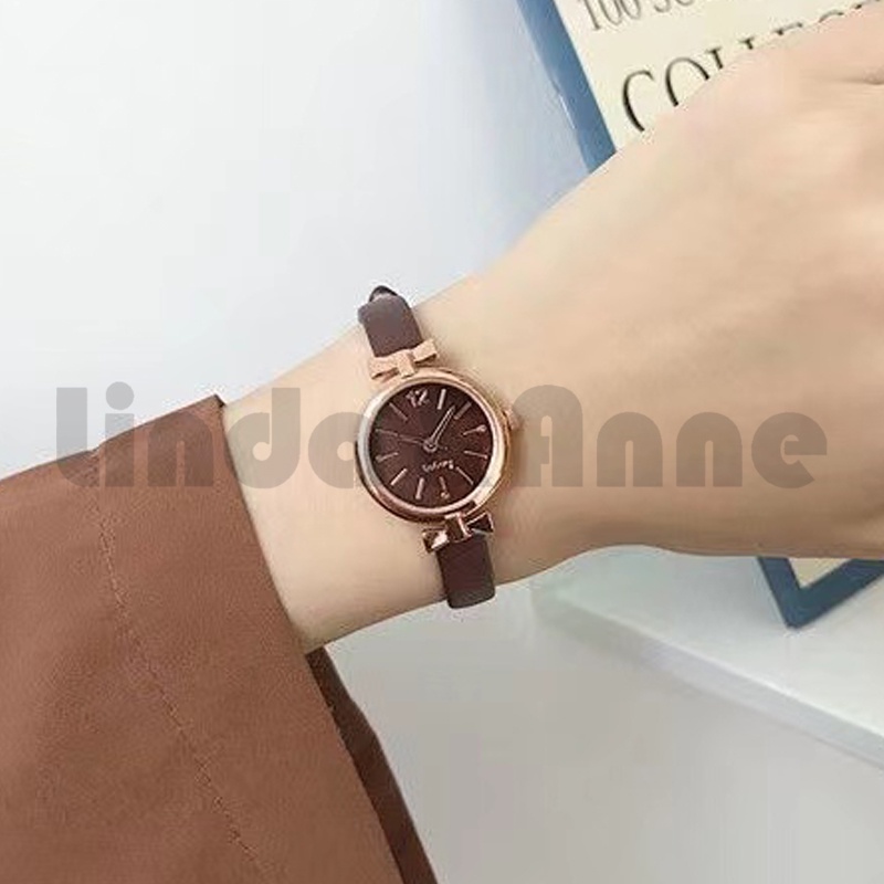 Jam Tangan Wanita Casual Kecil Analog Quartz Fashion Strap Pu Gaya Retro