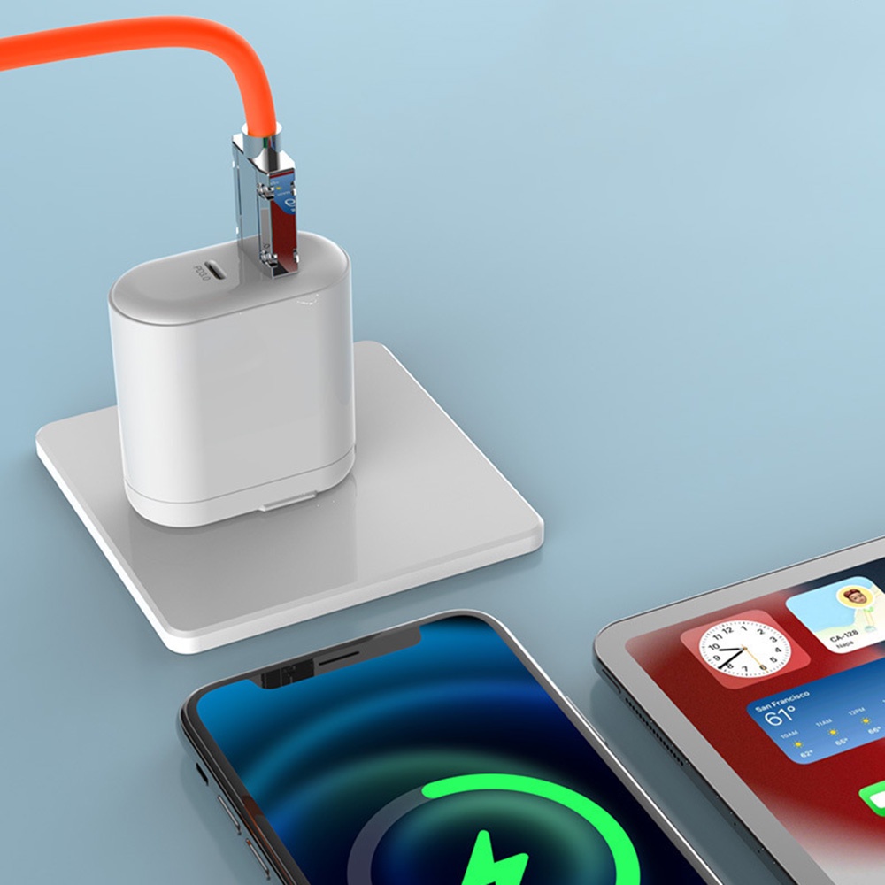 Kabel data / Charger Usb Tipe c fast charging Panjang 1M Dengan Lampu Untuk Apple / Android