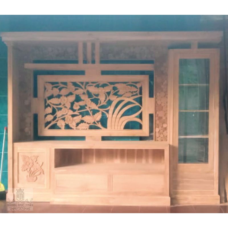 bufet tv partisi penyekat ruangan 2.5meter jati tua