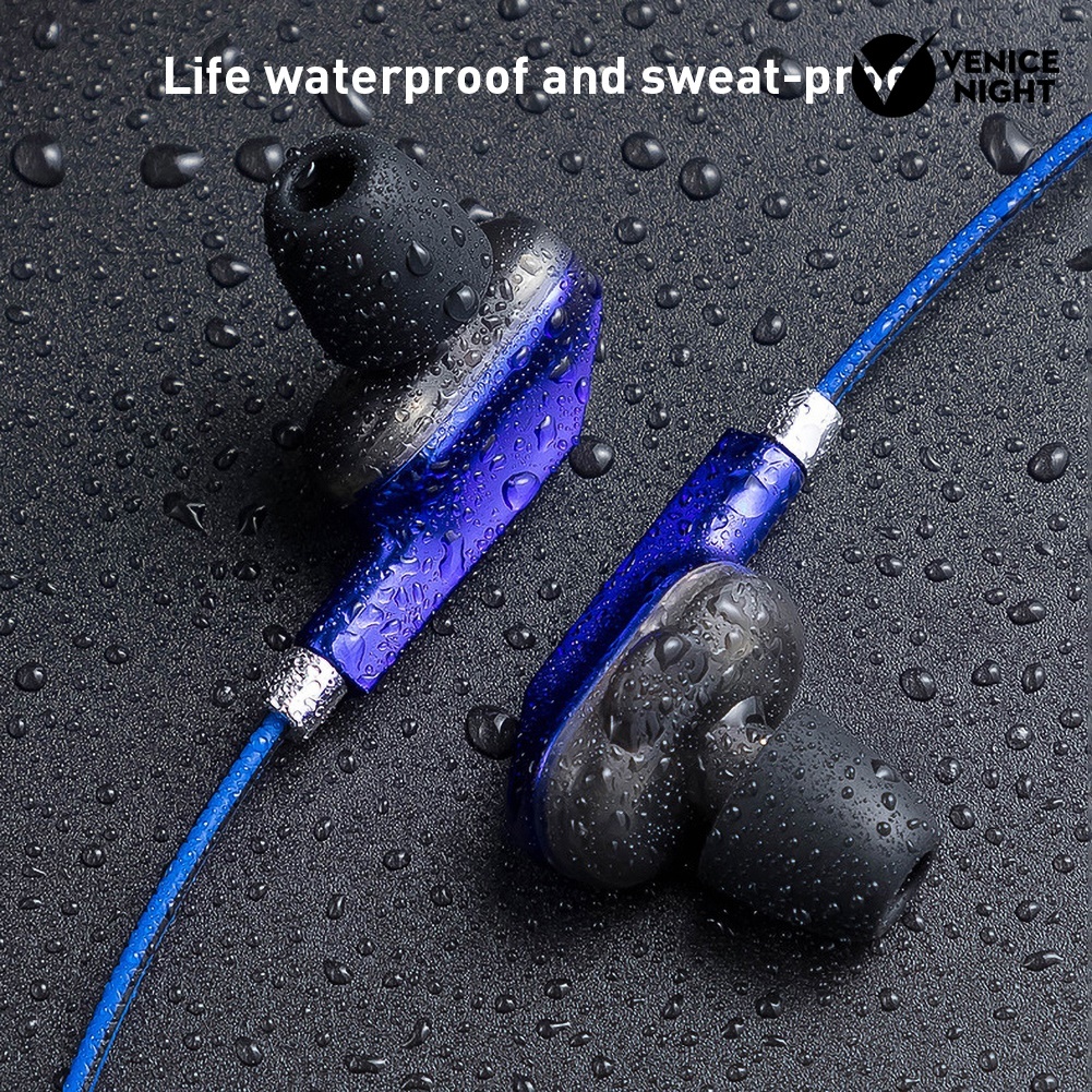 (VNEP) (Berkabel) 3.5mm In-ear Dual Moving Coil HiFi Bass Sport Earphone dengan Mikrofon