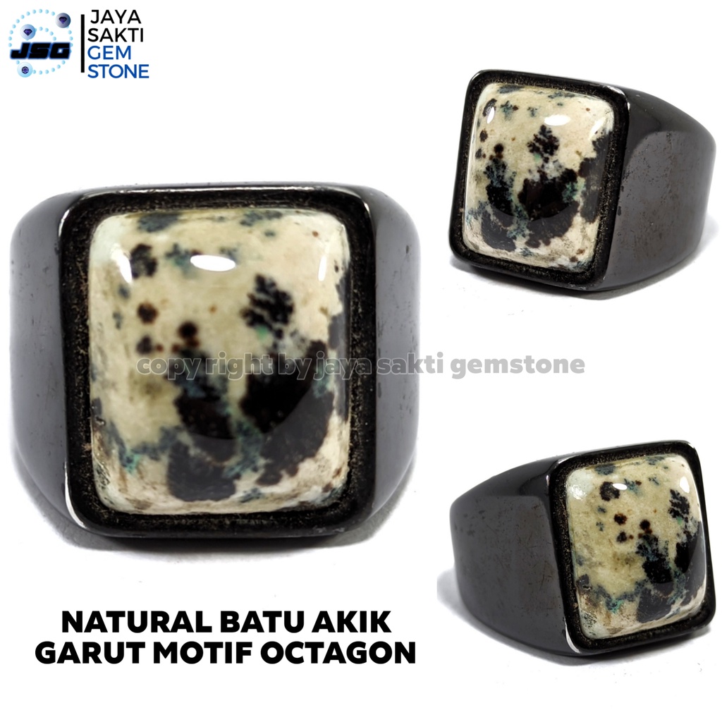 Natural Batu Akik Pancawarna Garut Motif Octagon PGO16