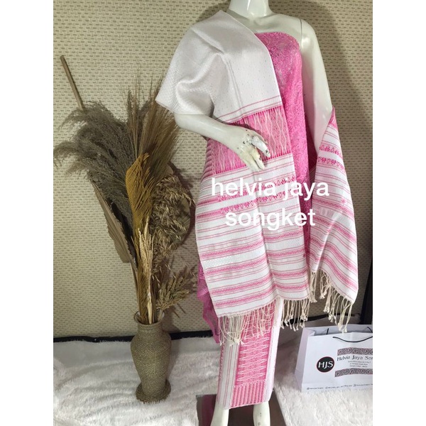 ✨HJS✨Tumtuman Exclusive Putih Tumpal Pink