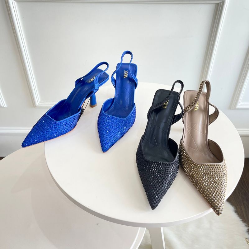 Sepatu Sandal Zara High Heels | Sandal Pesta Hak Tinggi Wanita Bling | Sendal Branded Zr New
