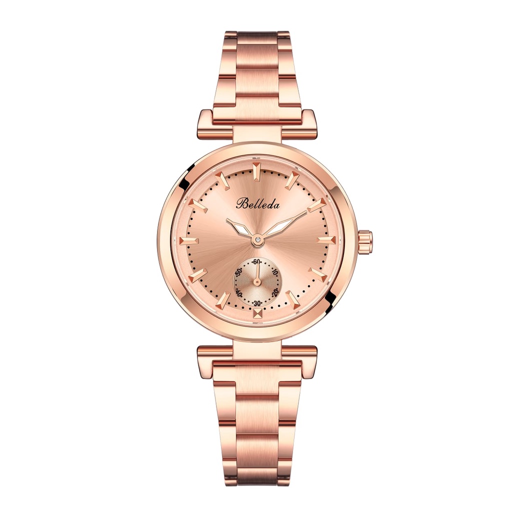 Jam Tangan Rantai Wanita Casual Sport Belleda B-9266 Stainless Steel Krono Detik Bawah Tahan Air Har