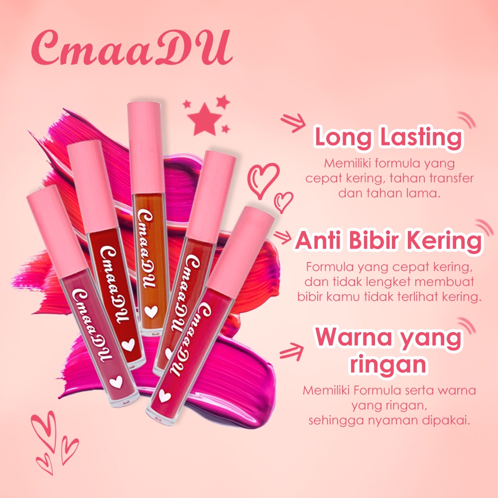 BPOM CMAADU KOREAN LIPCREAM Lip Cream Lembut Korea Long Lasting Tahan Lama Waterproof Transferproof