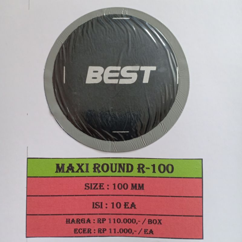 Bestpatch Maxi Round 100mm Per Pcs / Biji / Lembar - Karet Tambal Ban Dalam - Best - Bestpatch