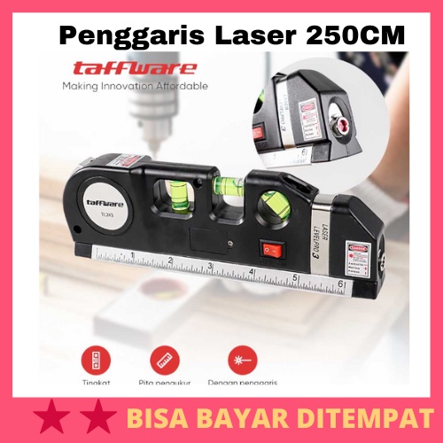 LEVELPRO3 Penggaris Laser 250CM + Waterpass / Penggaris Laser Meteran Waterpass Alat Ukur Pengukur J
