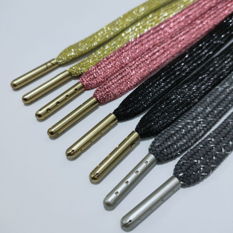 Tali sepatu flat bling-bling aglet besi.