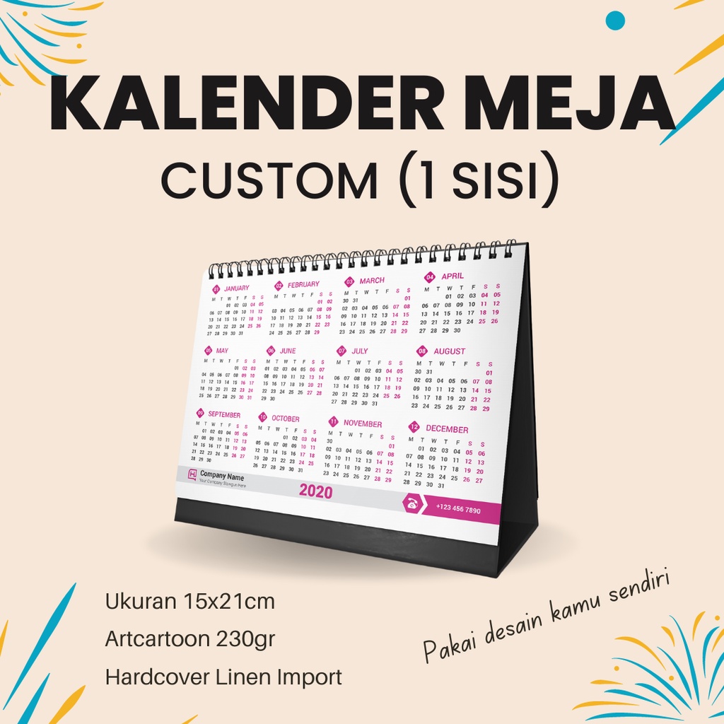 

[1 SISI] Kalender Meja 2023 Kalender Duduk 2023 Custom Desain Sendiri Murah