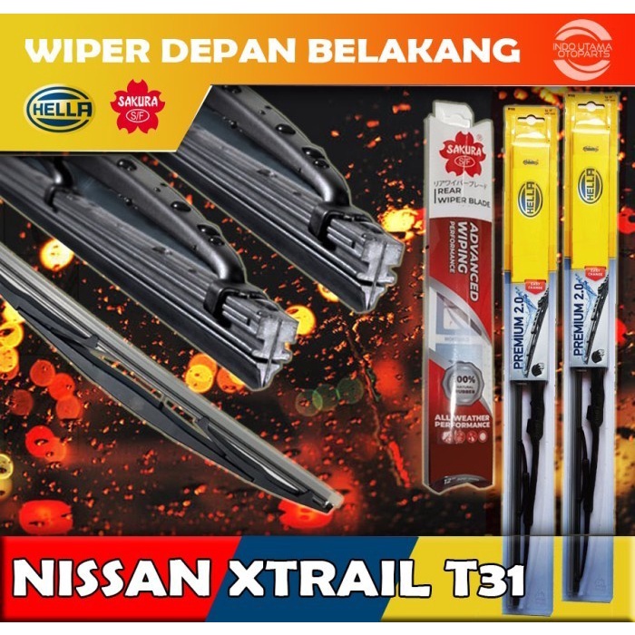 Wiper Depan Belakang X-Trail Xtrail T31 2007-2013 HELLA SAKURA