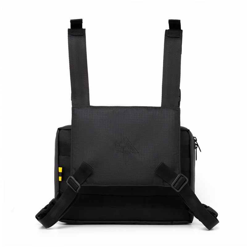 Sidekick Project BLOKKADE Chest Bag Warna Hitam Multifungsi (Tactical Bag + Chest Rig + Tech wear) Bahan Polyester Organizer Pocket Tas Dada Pria HP Dompet