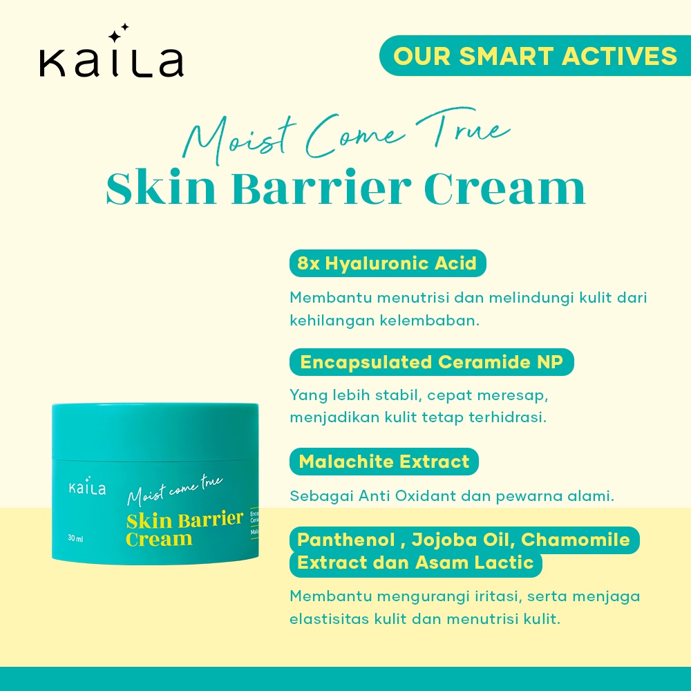 Kaila SmartSkin Skin Barrier Moisturizer 30ml - Pelembab Wajah Menjaga dan Memperbaiki Skin Barrier Semua Jenis Kulit dengan Ceramide Melembabkan Diuji Dermatologis Halal &amp; BPOM