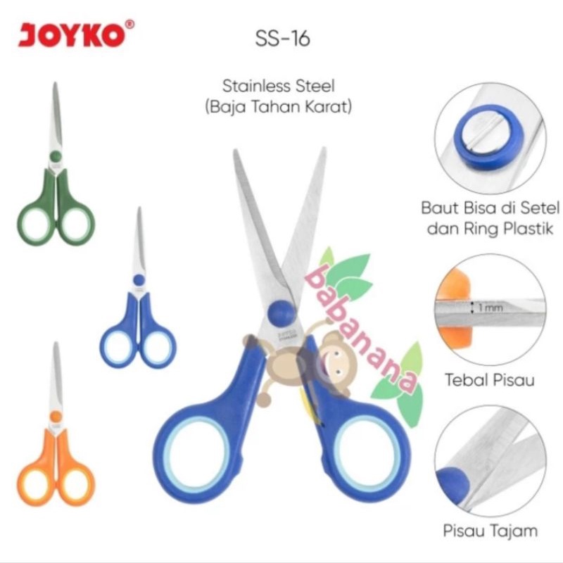 Gunting Joyko SS-16 Scissors pemotong kertas multifungsi serbaguna