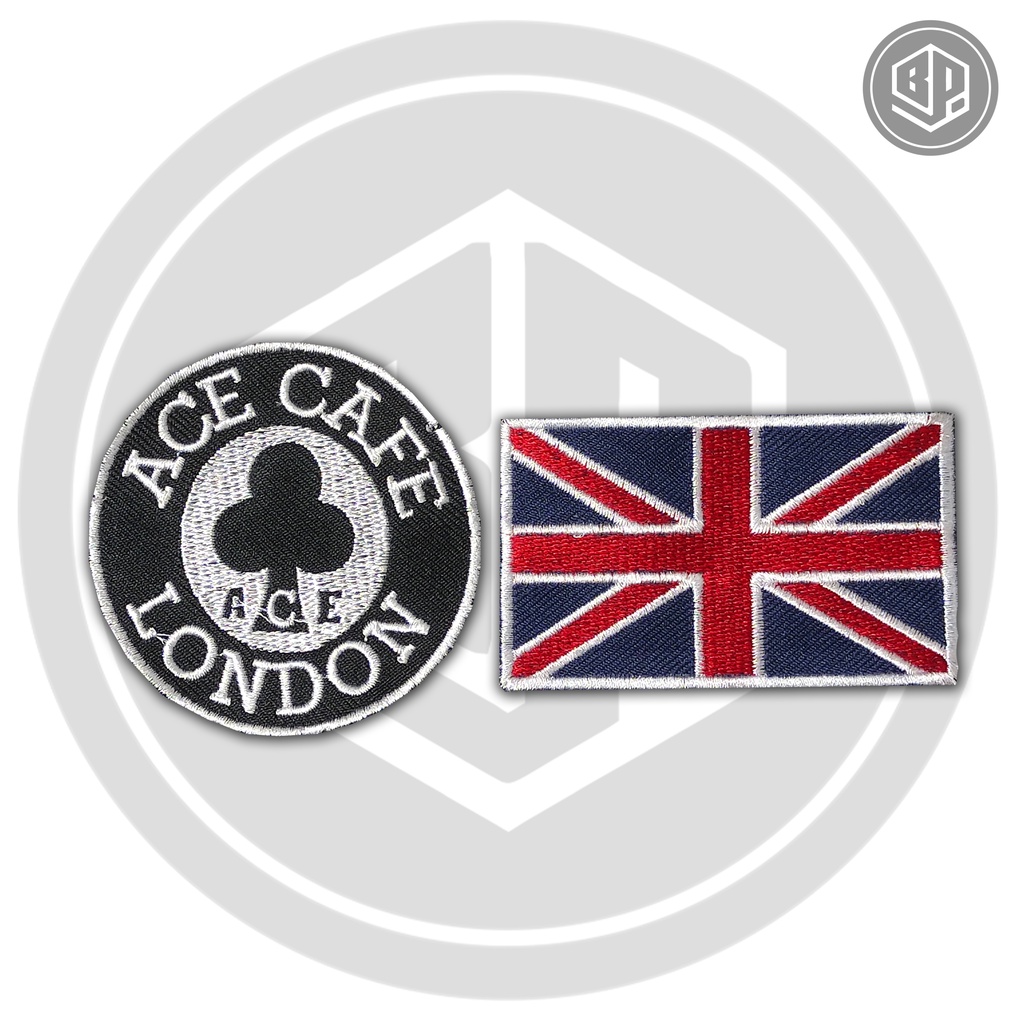 Backpatch Bordir Besar Jahit/Emblem Ace Cafe London /Patch Punggung Besar Dan Kecil Satu set