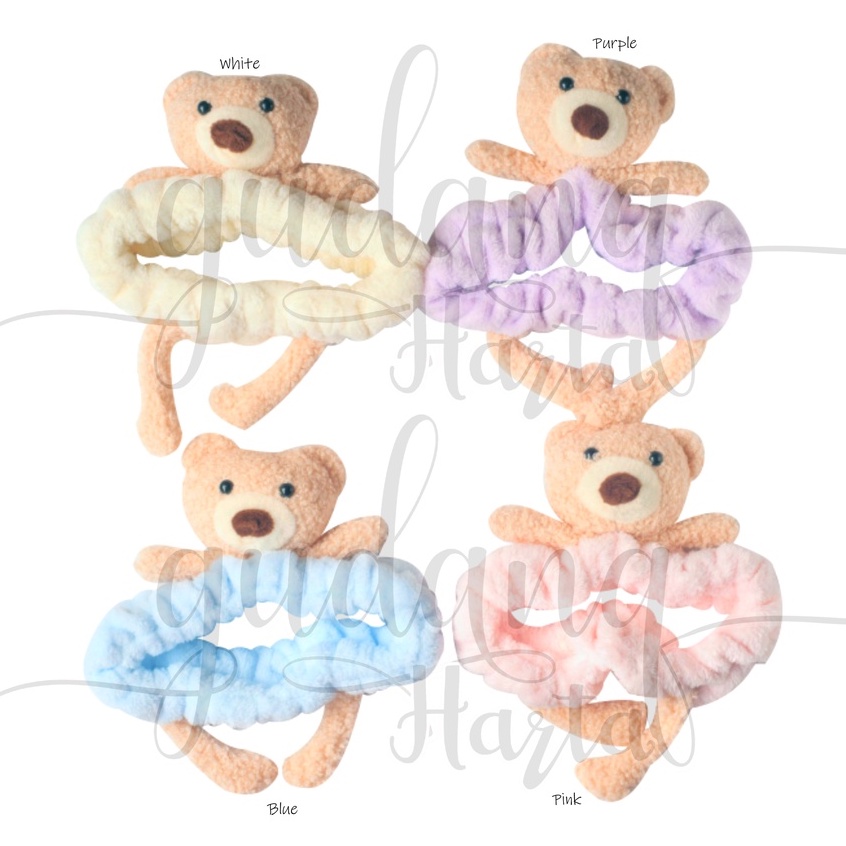 Headband Fluffy Bear 3D Bando Bandana Anak Motif Beruang Simple GH 211904