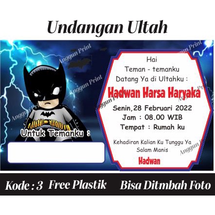 undangan ultah anak undangan ulang tahun anak murah batman