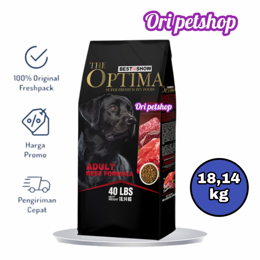 Optima Dog Adult Beef Formula Makanan Anjing Dewasa 18,14kg - Kargo