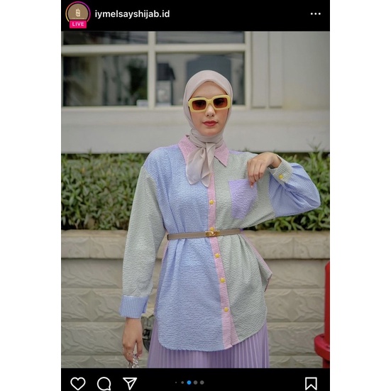 GINGHAM TOP by Iymelsayshijab warna pinky peach