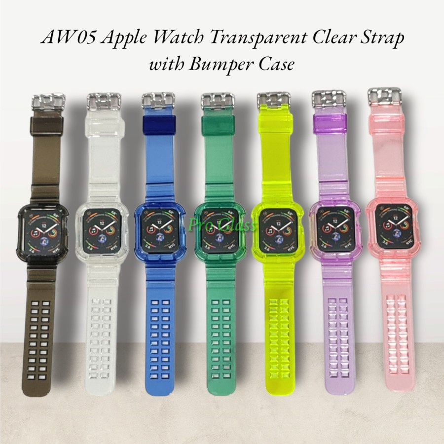 AW05 Apple Watch 41mm 45mm Transparent Clear Strap with Bumper Case