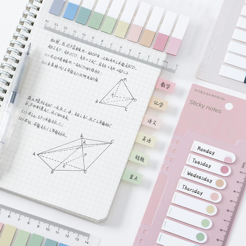 200 Lembar Sticky Note Warna Neon Untuk Penanda Buku / Sekolah / Kantor